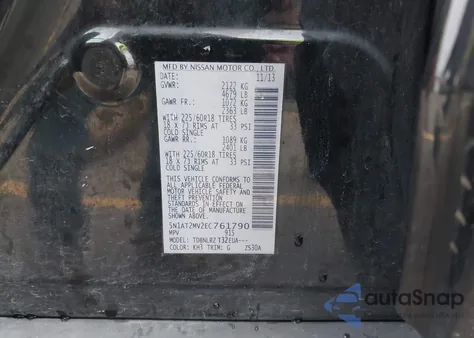 2014 Nissan Rogue Sl z USA, uszkodzony, nr VIN 5N1AT2MV2EC761790